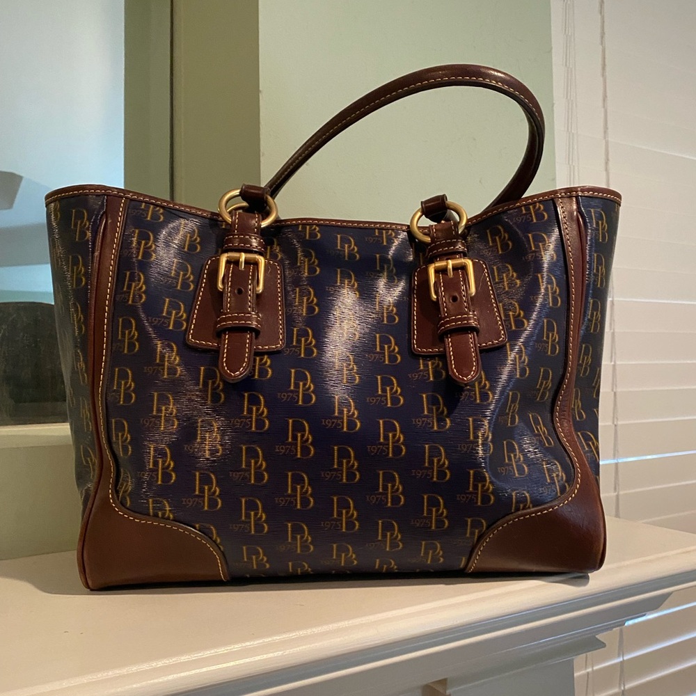 Dooney & Bourke Brown Leather Tote with Gold Hardware